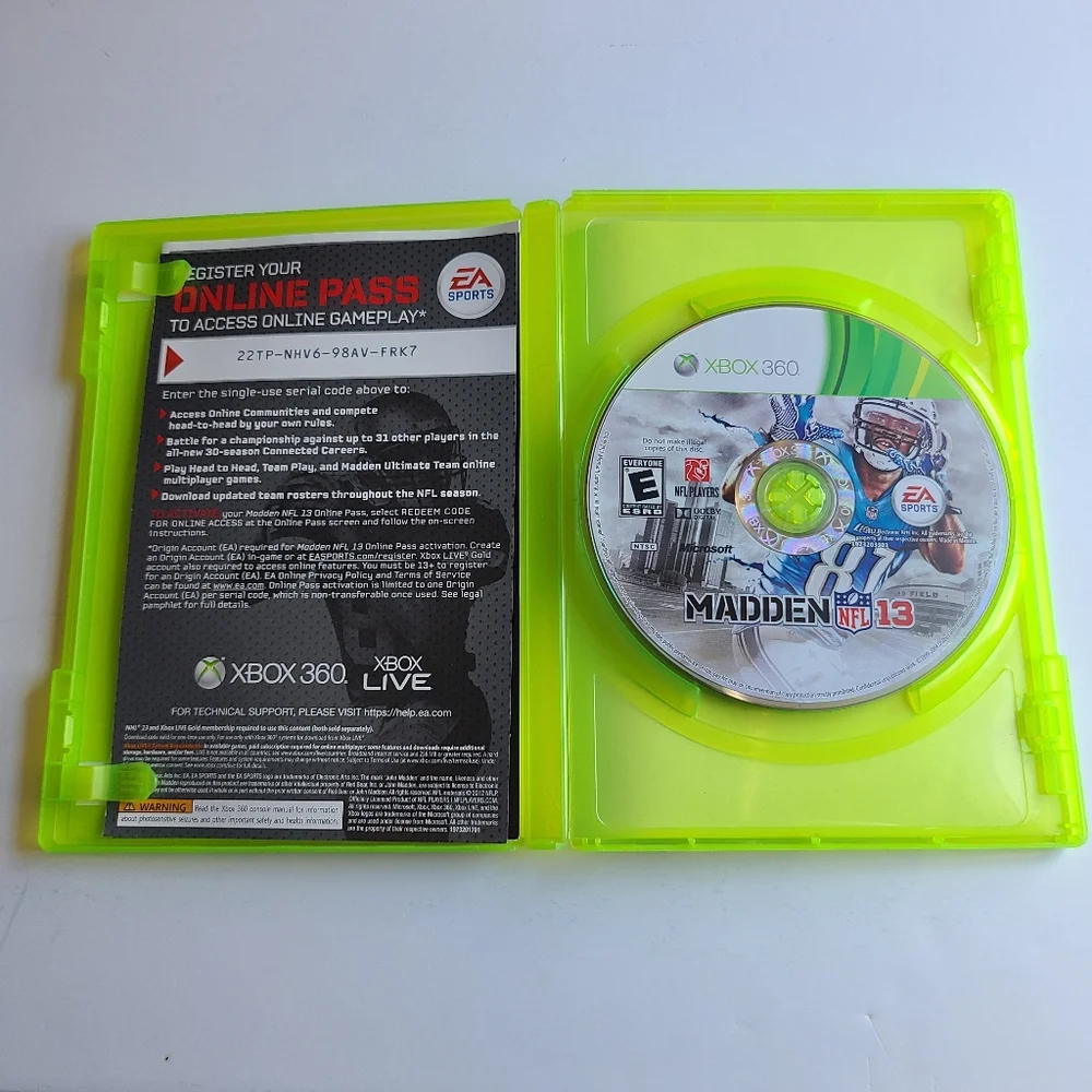 Madden NFL 13 Microsoft Xbox 360 EA Sports Electronic Arts Football
